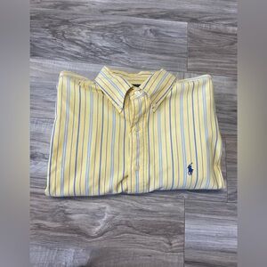 Polo Ralph Lauren Classic Fit Oxford Button Down Shirt Yellow Men 17 1/2 Strips